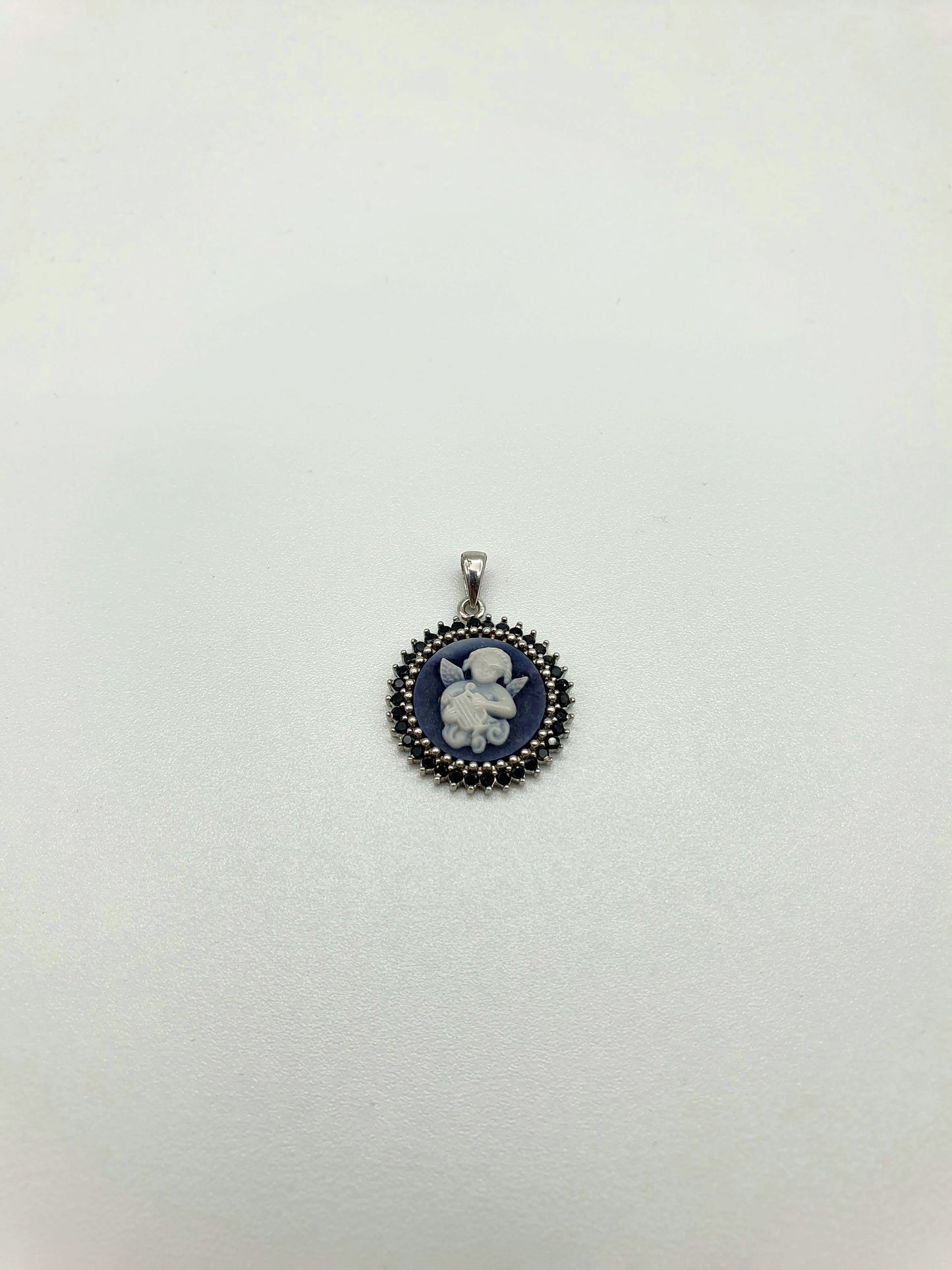 Sterling silver Cameo Angel pendant with zircons
