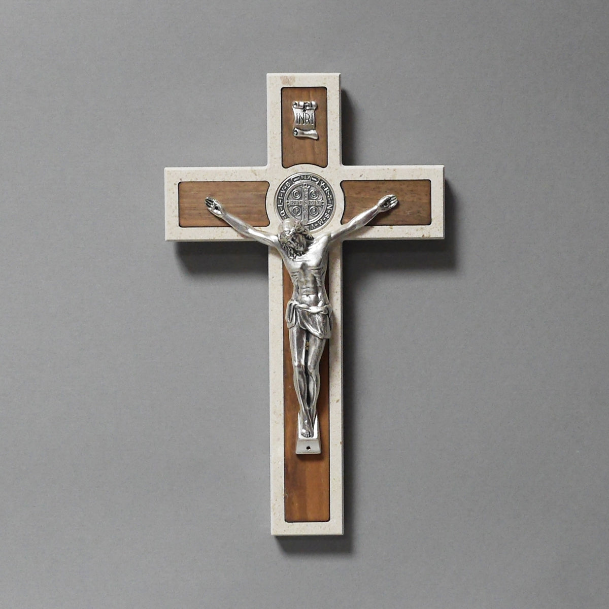 Wall flat cross - stone/wood